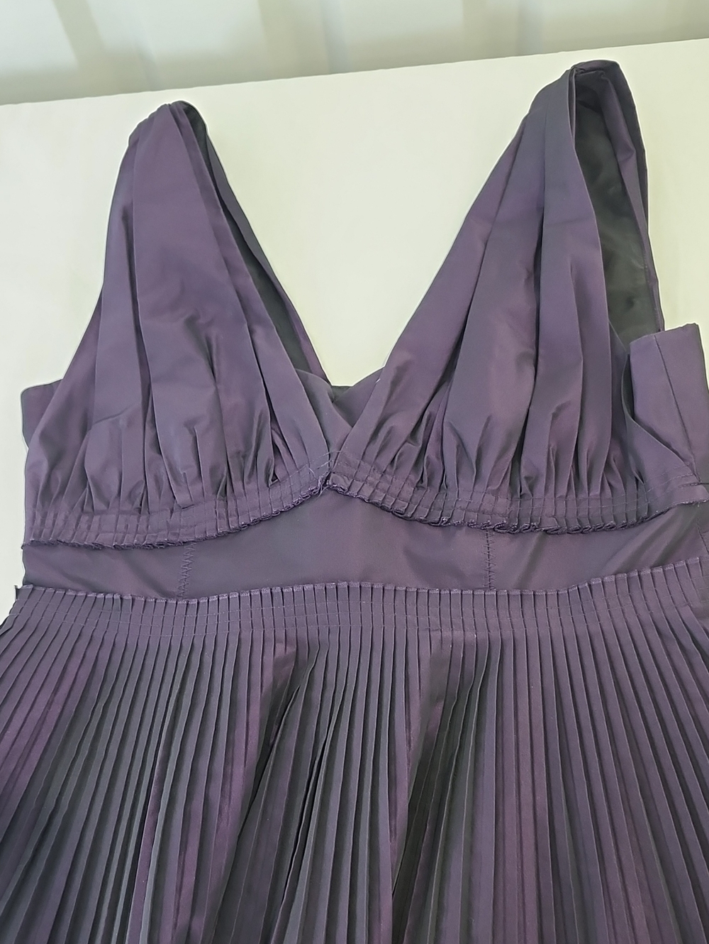 BCBGeneration Womens Poly Taffeta Iridescent Purple Pleated Short Dress Size 12 - Picture 8 of 11